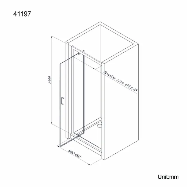 London Matt Black 6mm Pivot Shower Door 700mm