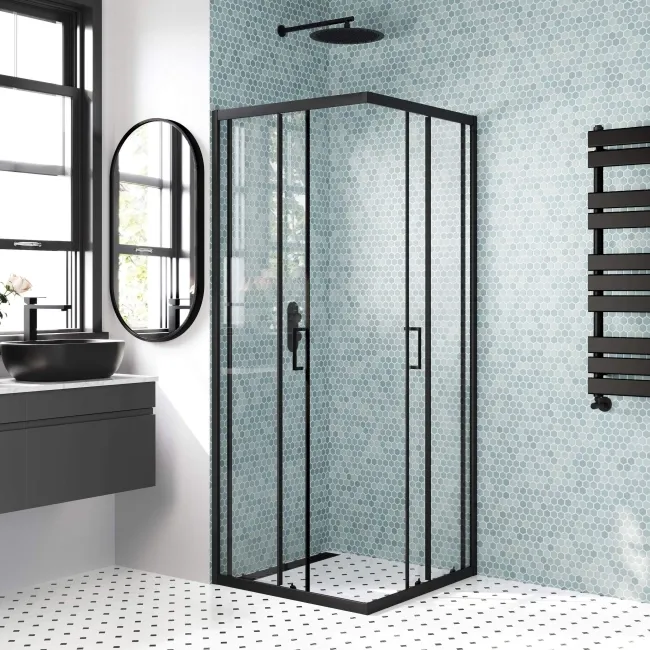 London Matt Black 6mm Corner Entry Shower Enclosure 800x800mm