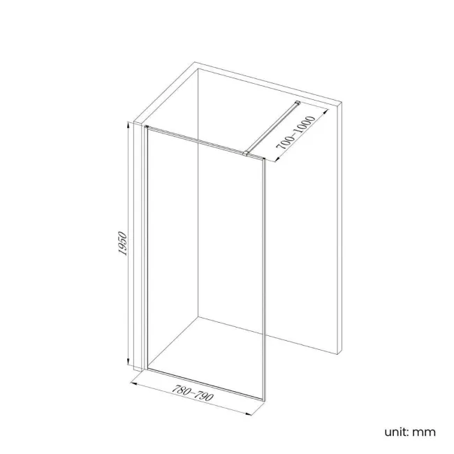 Munich Fluted Effect Matt Black Framed Easy Clean 8mm Wet Room Shower Glass Panel 800mm