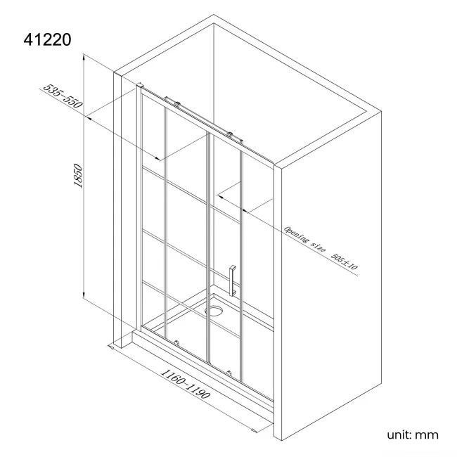 London Matt Black Grid 6mm Sliding Shower Door 1200mm
