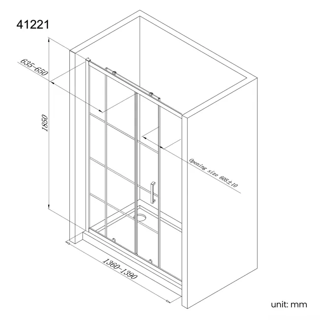 London Matt Black Grid 6mm Sliding Shower Door 1400mm