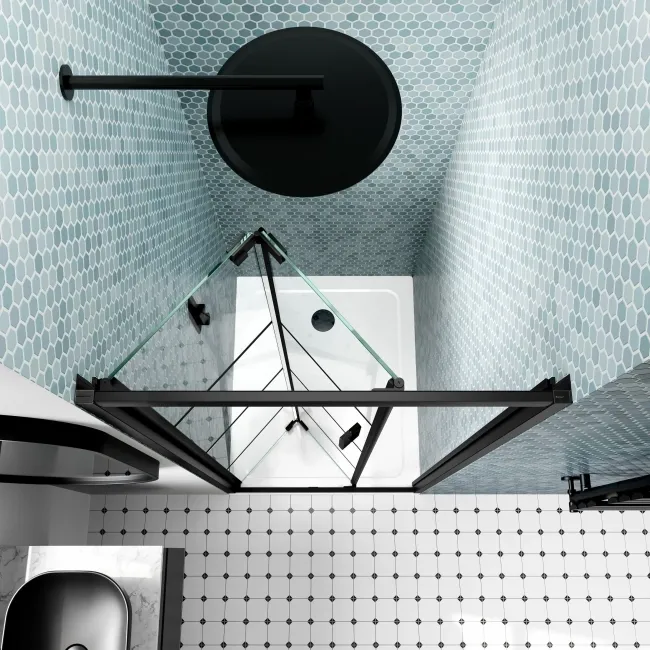 London Matt Black Grid 6mm Bifold Shower Door 800mm