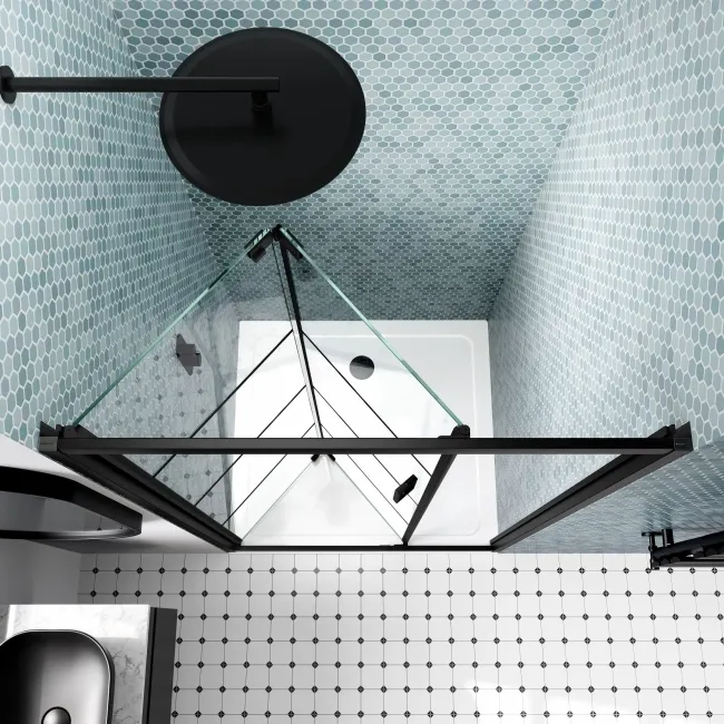 London Matt Black Grid 6mm Bifold Shower Door 1000mm