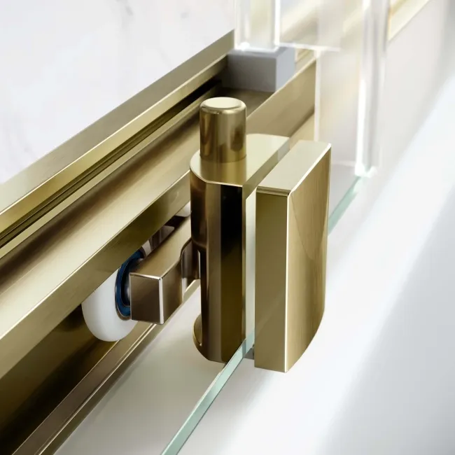Hamburg Brushed Brass Easy Clean 8mm Sliding Shower Door 1000mm - Easy Fix Feature