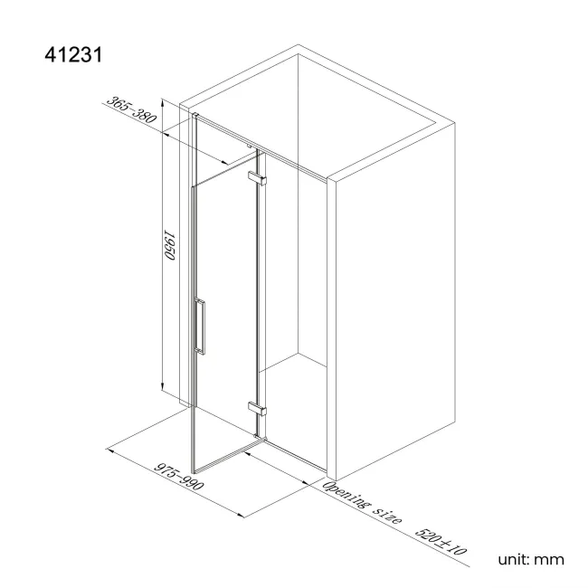 Helsinki Brushed Brass Premium Easy Clean 8mm Hinged Shower Door 1000mm