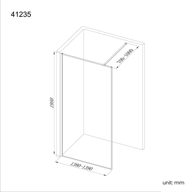 Munich Matt Black Framed Easy Clean 8mm Wet Room Shower Glass Panel 1400mm