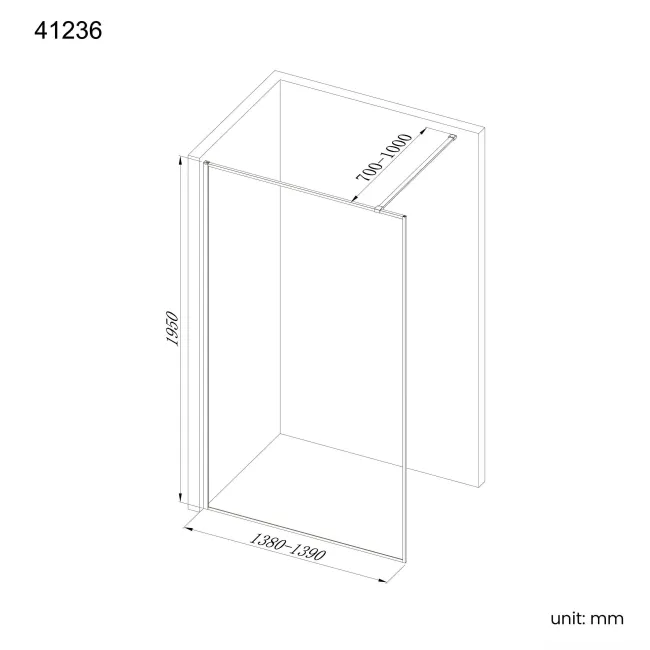Munich Brushed Brass Framed Easy Clean 8mm Wet Room Shower Glass Panel 1400mm