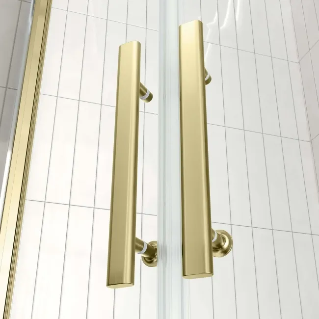 Hamburg Brushed Brass Easy Clean 8mm Quadrant Shower Enclosure 800x800mm - Easy Fix Feature