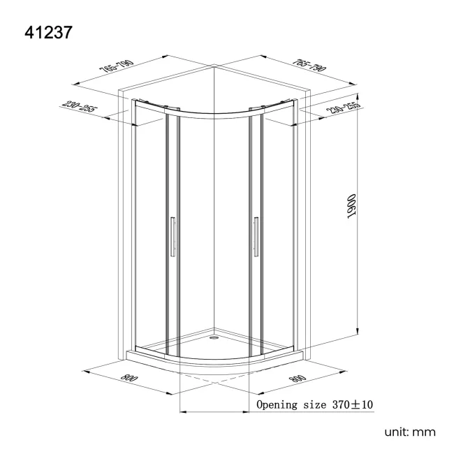 Hamburg Brushed Brass Easy Clean 8mm Quadrant Shower Enclosure 800x800mm - Easy Fix Feature