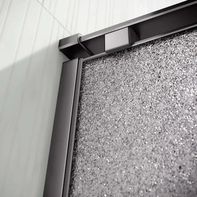 Lyon Gunmetal 8mm Laminated Wet Room Shower Glass Panel with Grey Frost Pattern 1200mm