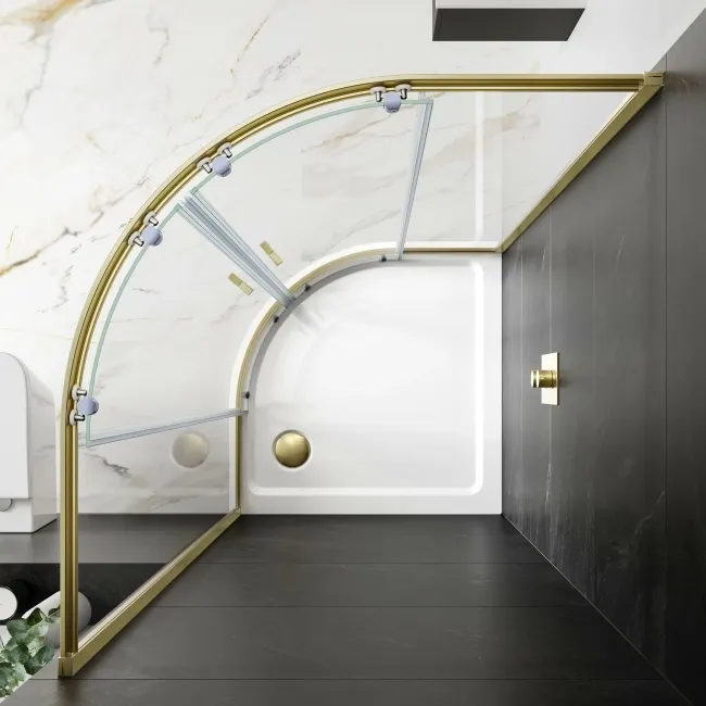 London Brushed Brass 6mm Quadrant Shower Enclosure 800x800mm