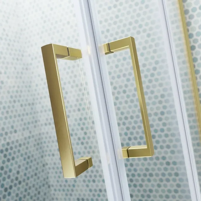 London Brushed Brass 6mm Corner Entry Shower Enclosure 800x800mm