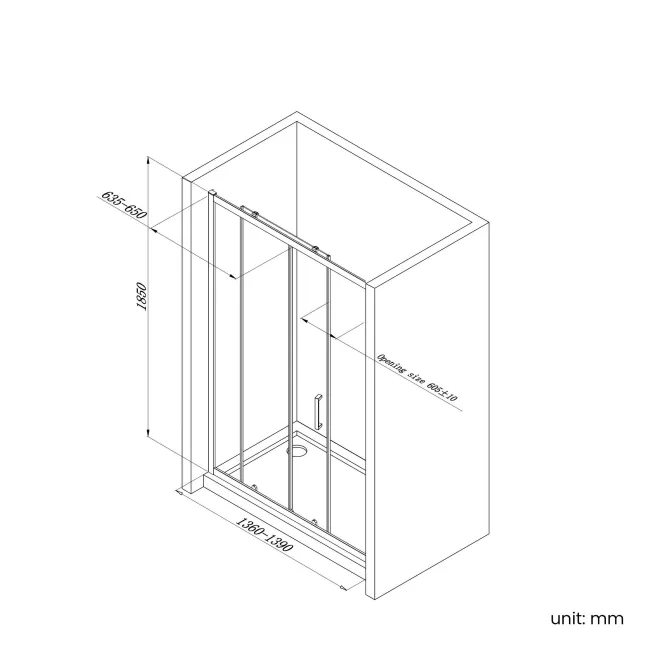 London Brushed Brass 6mm Sliding Shower Door 1400mm