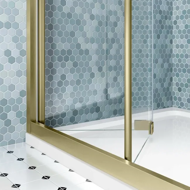 London Brushed Brass 6mm Bifold Shower Door 1000mm