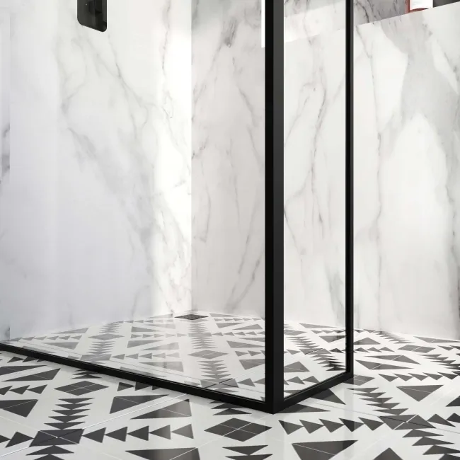 Munich Matt Black Framed Easy Clean 8mm Wet Room Shower Glass Return Panel 250mm