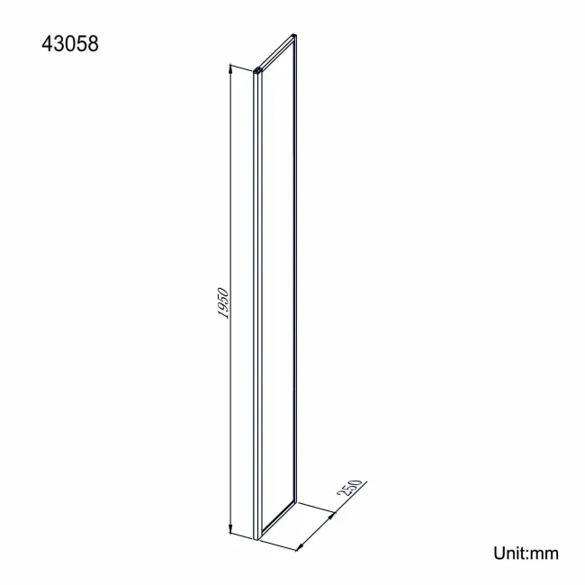Munich Matt Black Framed Easy Clean 8mm Wet Room Shower Glass Return Panel 250mm