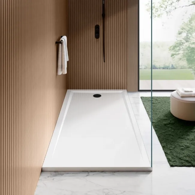 Sydney Low Profile Rectangular Gloss White Stone Shower Tray 1800x900mm