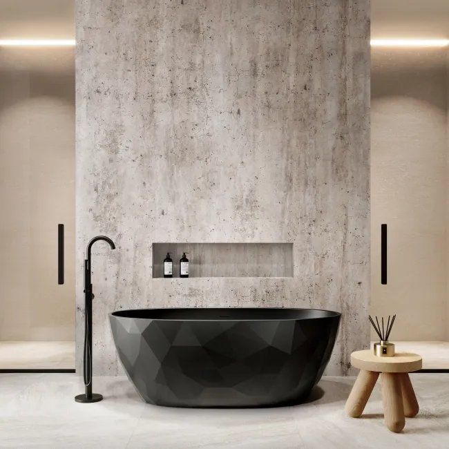Ealing 1700mm Matt Black Freestanding Bath