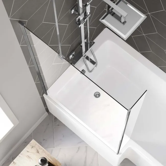 4mm L Shaped Fixed Bath Screen