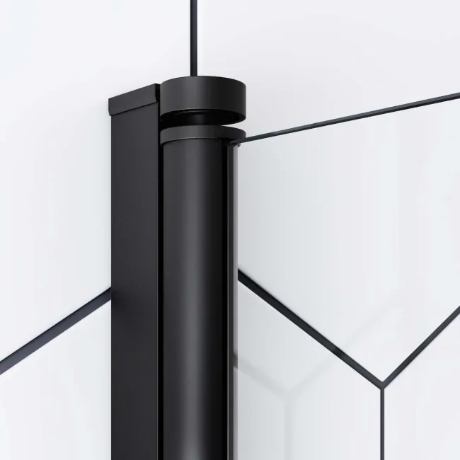 Venice 4mm Matt Black Bath Screen with Towel Rail - 800mm