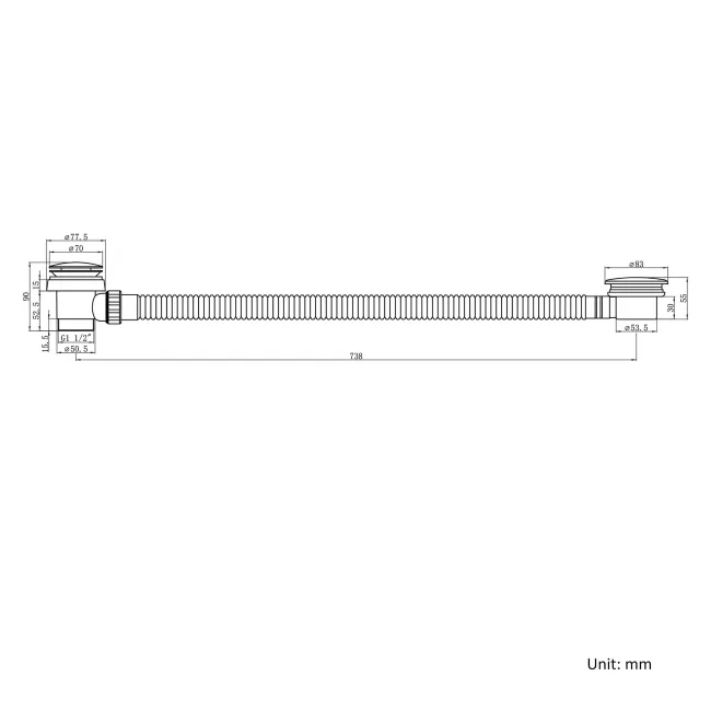 Standard Bath Click Clack Waste With Overflow - Brushed Brass