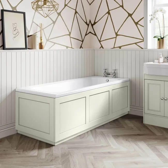Traditional Linen White Wooden Bath Front Panel 1700mm