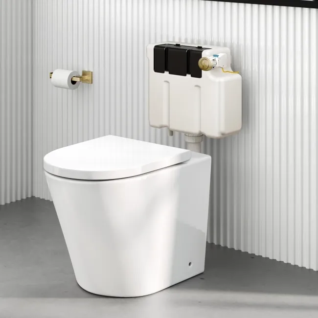 Detroit Cable Operated Concealed Cistern with Brushed Brass Push Button Dia.60mm