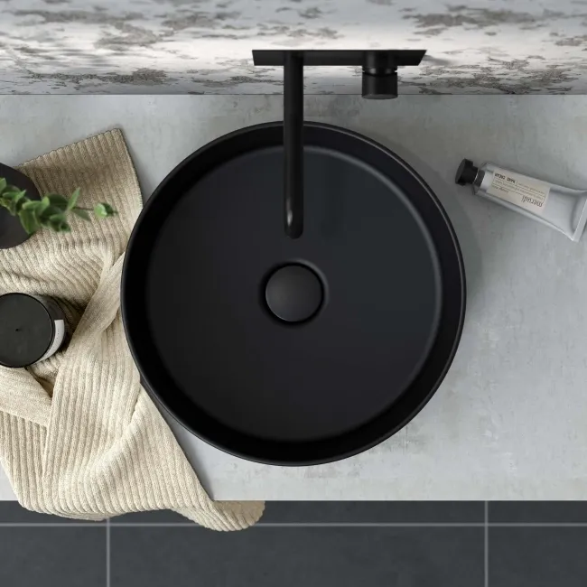 Louisiana Matt Black Round Counter Top Basin 355mm