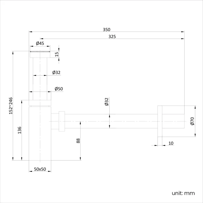Matt Black Square Basin Bottle Trap
