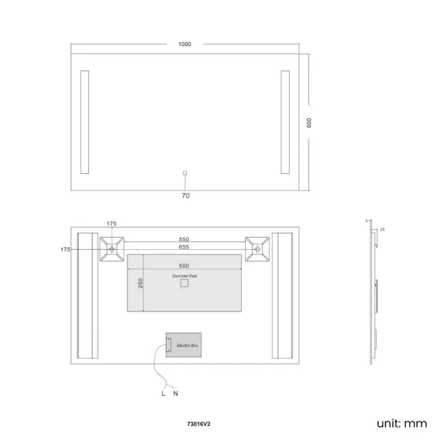 Emielia Large Illuminated LED Mirror 600x1000mm