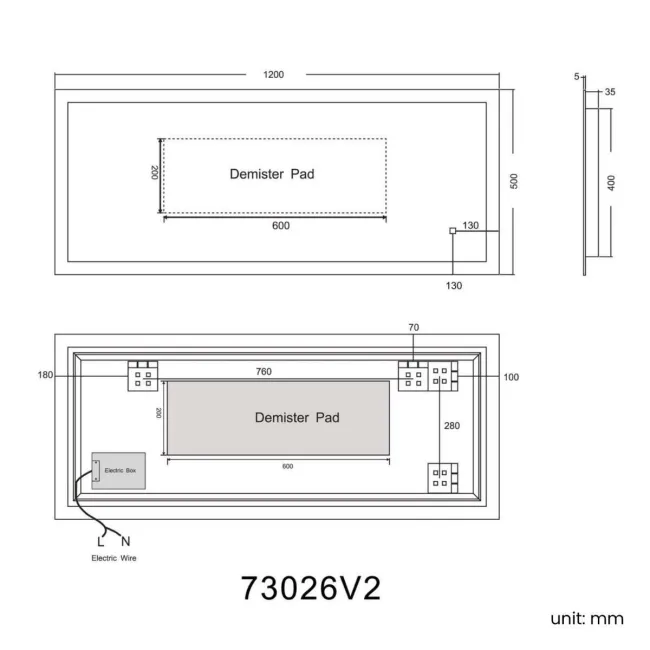Ellie Large Illuminated LED Mirror 500x1200mm