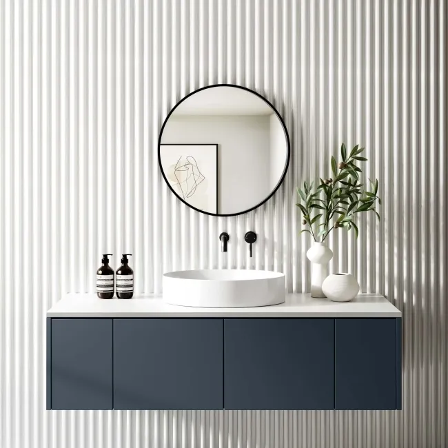 Mollie Black Framed Round Bathroom Mirror 600mm