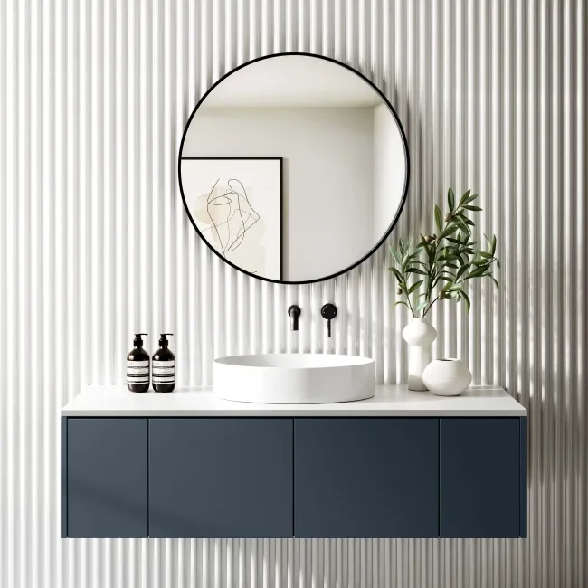 Mollie Black Framed Round Bathroom Mirror 800mm