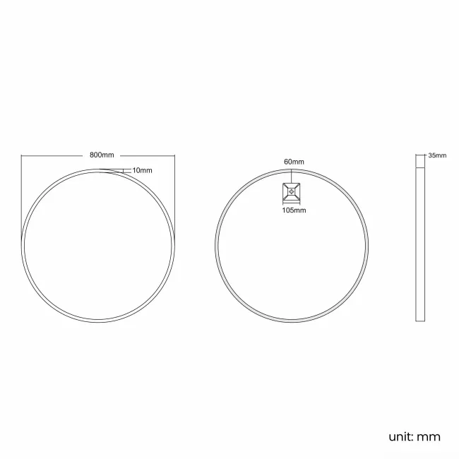 Mollie Black Framed Round Bathroom Mirror 800mm