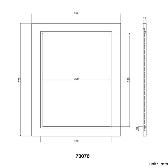 Chalk White Bathroom Mirror 700x500mm