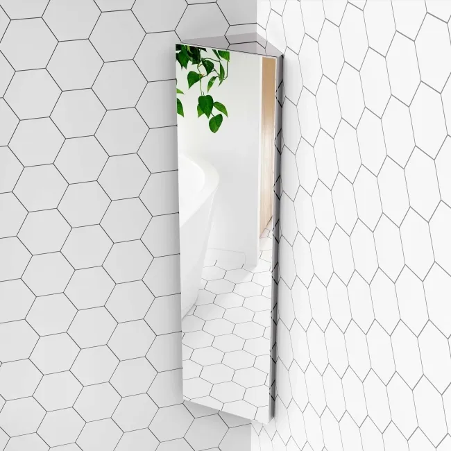Madelyn Corner Stainless Steel Mirror cabinet 1200mm Tall