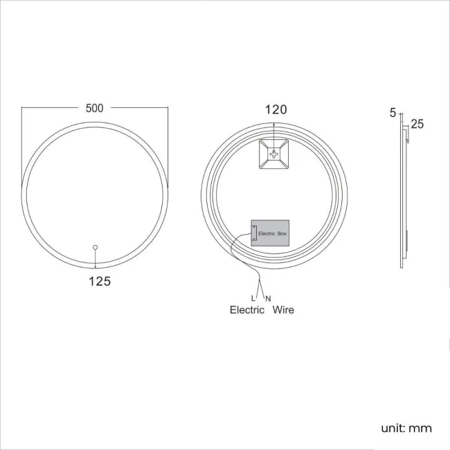 Aria Round Illuminated LED Mirror 500mm