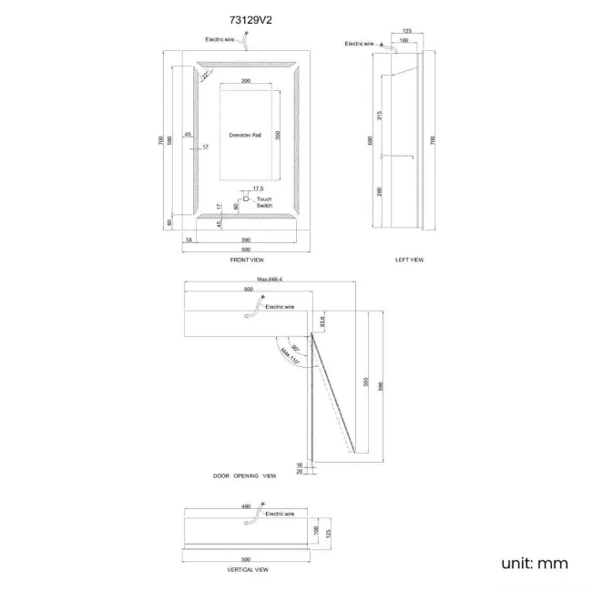 Haisley Illuminated LED Mirror Cabinet 700x500mm