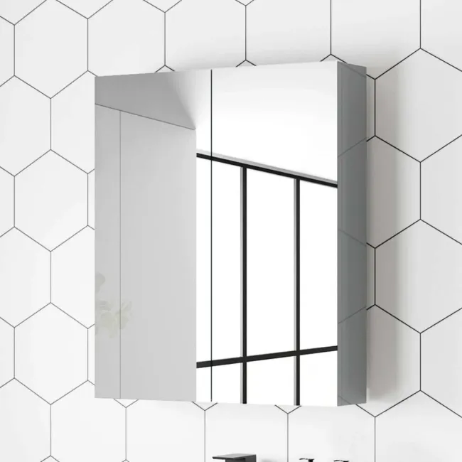 Stone Grey Mirror Cabinet 500mm