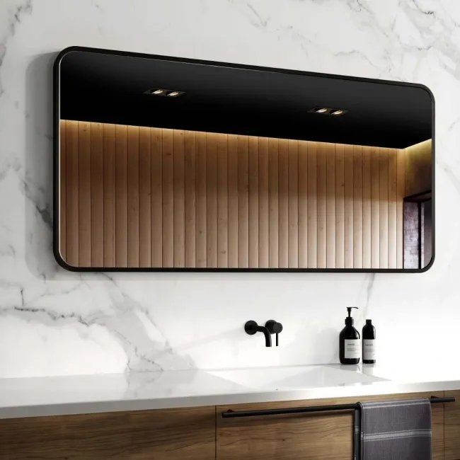 Olivia Black Framed Rectangular Bathroom Mirror 600x1200mm