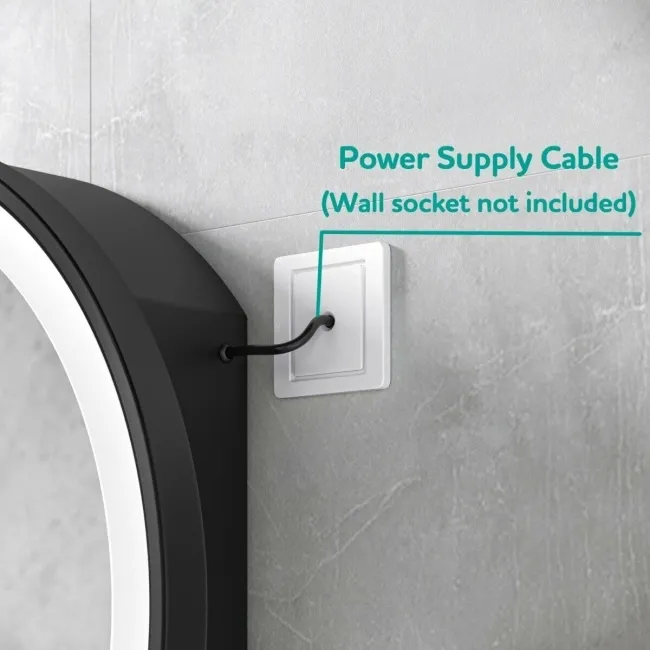 Mollie Black Framed Round Illuminated LED Mirror Cabinet 500mm