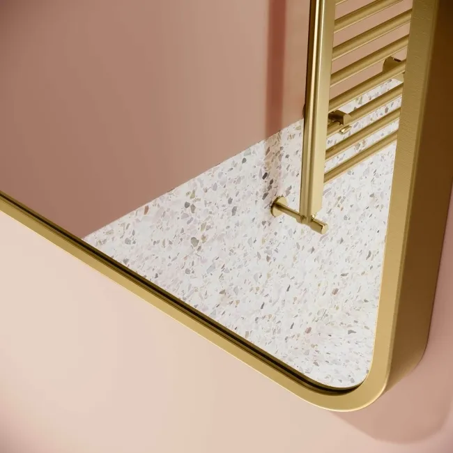 Olivia Brushed Brass Rectangular Bathroom Mirror 600x400mm