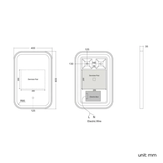 Olivia Brushed Brass Illuminated LED Mirror 600x400mm