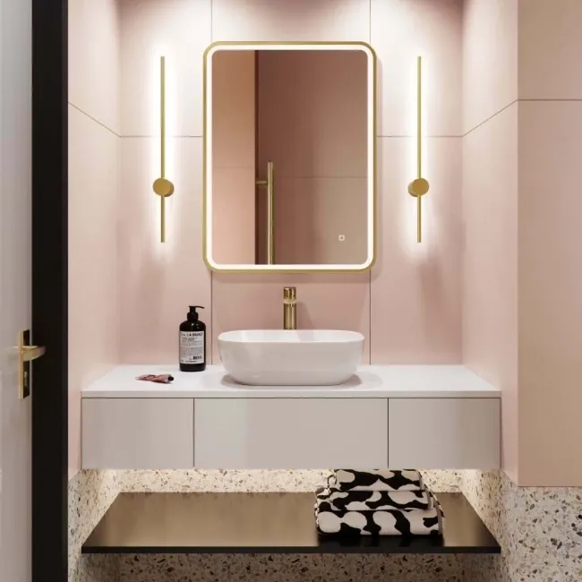 Olivia Brushed Brass Illuminated LED Mirror 800x600mm