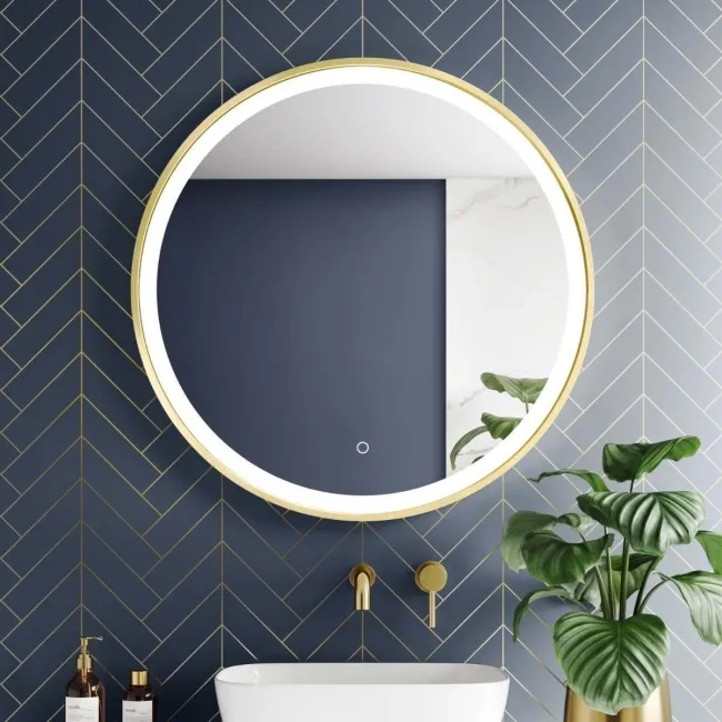 Mollie Brushed Brass Round Illuminated LED Mirror 800mm