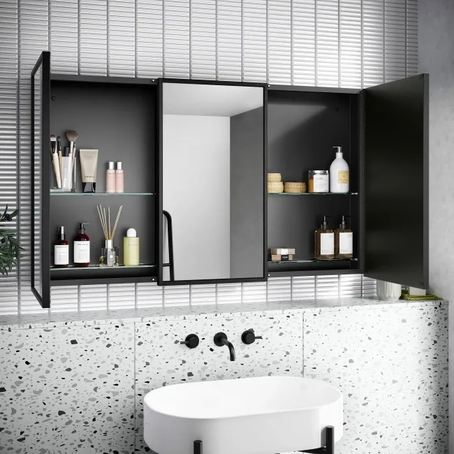 Mia Black Framed Mirror Cabinet 710x1200mm