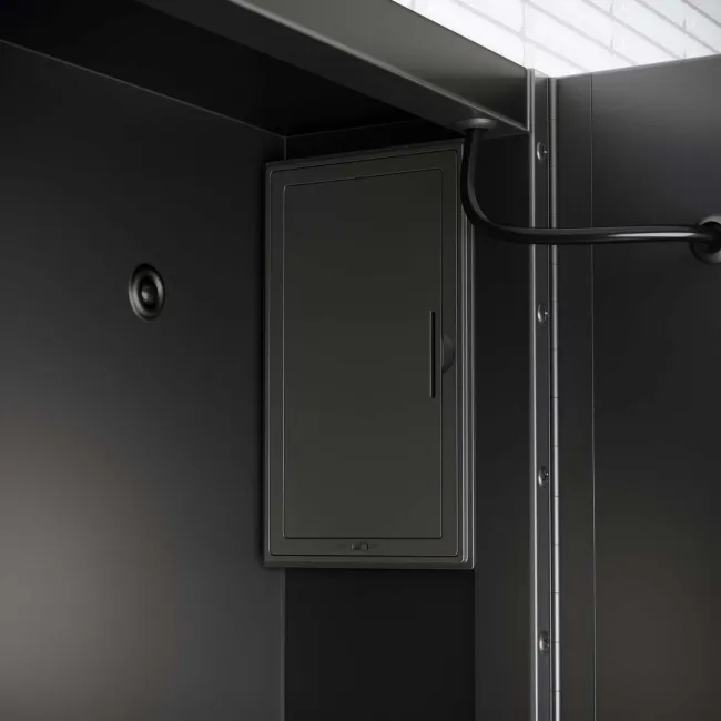 Mia Battery Operated Black Framed Illuminated LED Mirror Cabinet 710x800mm