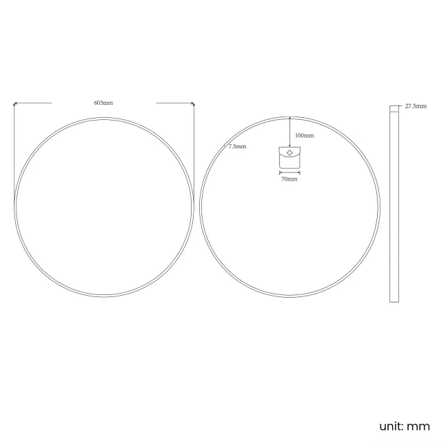 Essence Black Framed Round Bathroom Mirror 600mm