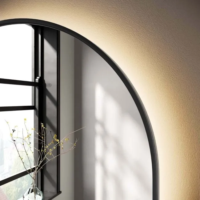 Cassie Black Framed Arched Backlit llluminated LED Mirror 700x500mm