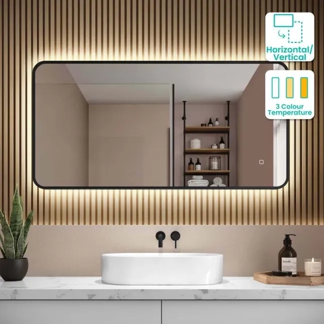 Olivia Black Framed Backlit llluminated LED Mirror 600x1200mm